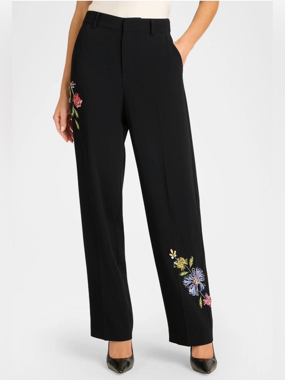 cinq a sept Harlan Floral Embellished Pants Size 4 $465